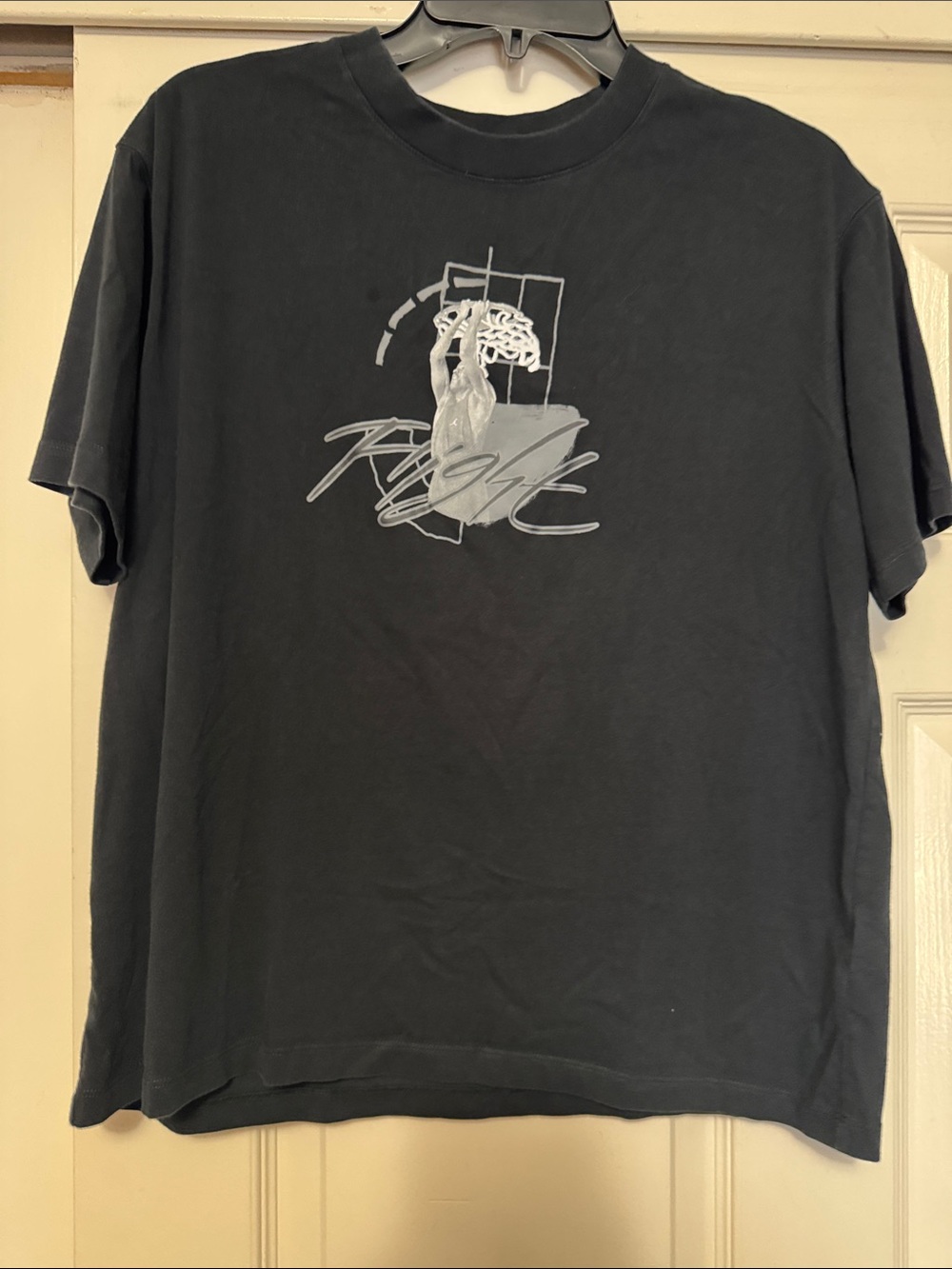 Women’s Black Graphic T-Shirt with Abstract Chest Print